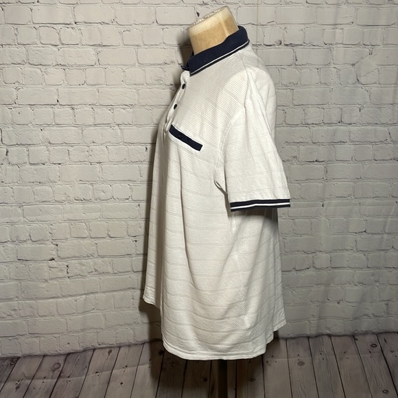 Primark White and Navy Medium Polo Shirt - Picture 3 of 7